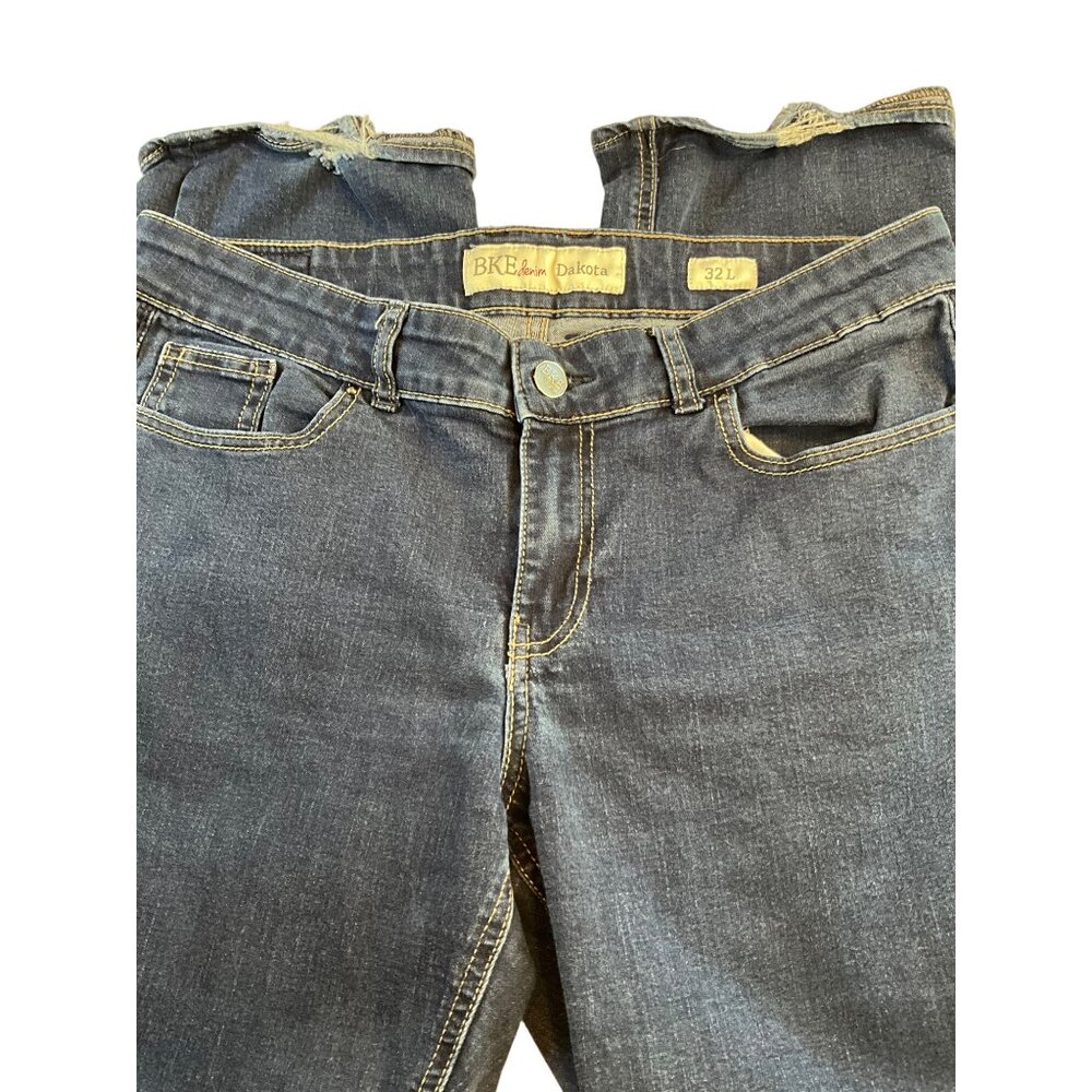 BKE Dakota 32L (32x33 1/2) Midrise Fly Stretch Comfort waistband wear on cuffs‎